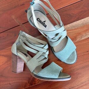 Sage Green Strappy Heeled Sandals By Casta